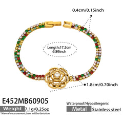 Cubic Zirconia Flower and Oval Link Chain Bracelet