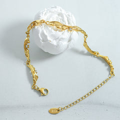 18K Gold-Plated Sculptural Cubic Zirconia Bracelet