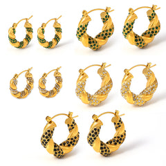 Twisted Cubic Zirconia U-Hoop Earrings