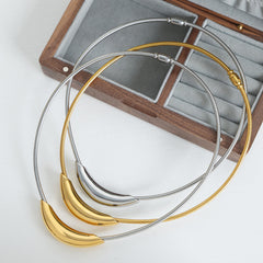 Sculptural Curved Stainless Steel Collar Necklace