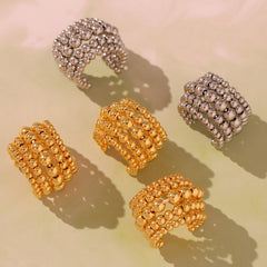 Five-Row Stainless Steel Beaded Open Ring