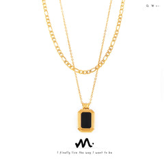 Layered Acrylic Tag Pendant Necklace
