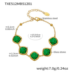 Faceted Glass Stone Necklace, Bracelet & Earrings