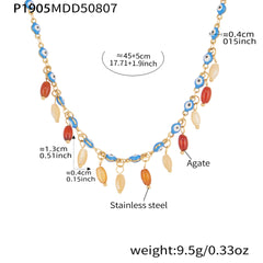 Enamel and Natural Agate Charm Necklace