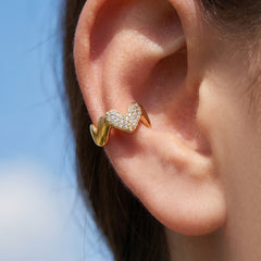 18K Gold-Plated Heart & Wave Single Ear Cuff