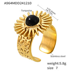 18K Gold-Plated Sunflower Color Accent Open Ring