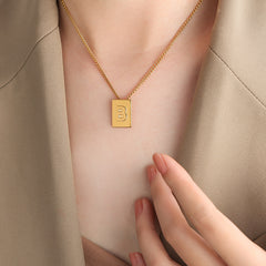 Gold-Tone Square Initial Pendant Necklace