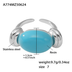 Oval Resin Color Accent Ring