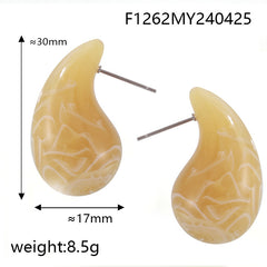 Colorful Resin Teardrop Stud Earrings