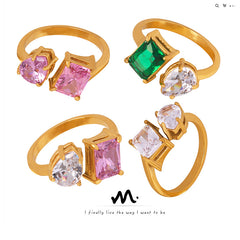 Cubic Zirconia Geometric Open Ring