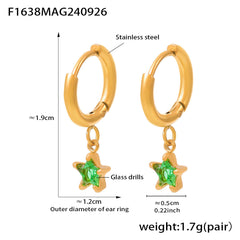 18K Gold-Plated Glass Star Drop Earrings