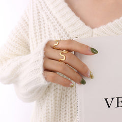 Adjustable Wavy Open Stainless Steel Ring