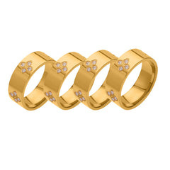 18K Gold-Plated Floral Accent Band Ring
