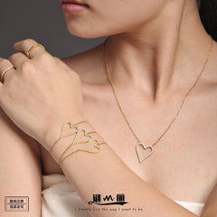 Cubic Zirconia Heart Necklace Bracelet or Flat Chain