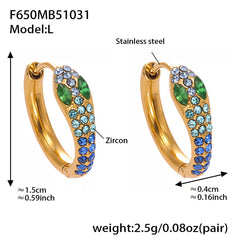 18K Gold-Plated Snake-Design Cubic Zirconia Huggie Earrings