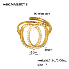 Double-Circle Cubic Zirconia Open Ring