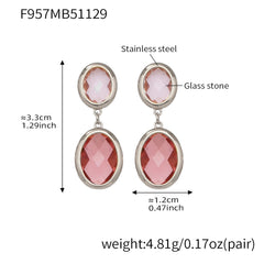 Faceted Oval Glass Drop Earrings