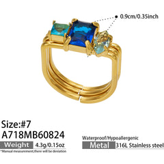 Cubic Zirconia Three-Row Statement Ring