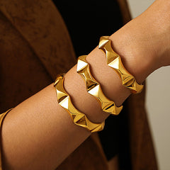 18K Gold-Plated Faceted Open Cuff Bracelet