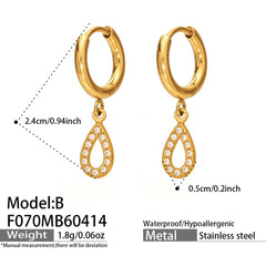 18K Gold-Plated Cubic Zirconia Teardrop Charm Earrings