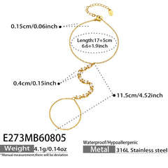 Square Cubic Zirconia Hand Chain Bracelet