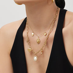 18K Gold-Plated Cross and Enamel Pendant Necklaces