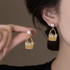 Nicolette Vintage-Inspired Pearl Pavé Stud Earrings No. 154555