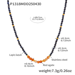 Lapis Lazuli and Red Agate Bead Necklace