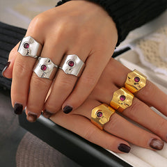 Polished Pink Stone Accent Ring