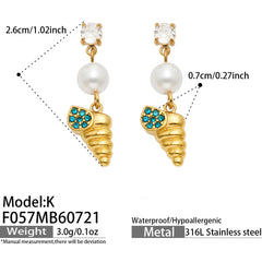 18K Gold-Plated Ocean Charm Drop Earrings