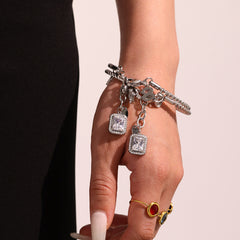 Cubic Zirconia Charm Rope Cuff or Pendant