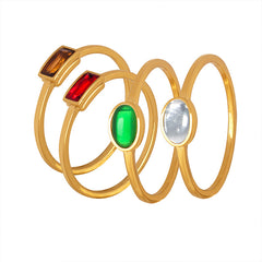 Colored Glass or Cubic Zirconia Accent Ring