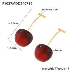 Resin Cherry-Inspired Drop Earrings