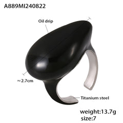 18K Gold-Plated Enamel Teardrop Open Ring