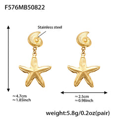 Ocean Starfish and Shell Drop Earrings