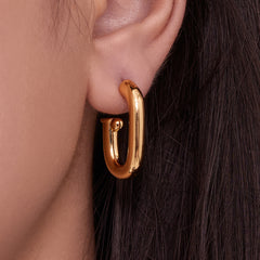 18K Gold-Plated Hollow U-Hoop Copper Earrings