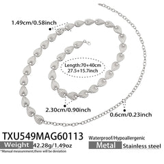 Textured Heart Link Necklace, Bracelet & Waist Chain