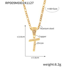 Cubic Zirconia Script Initial Pendant Necklace