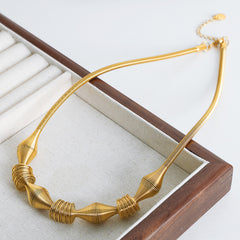 Gold-Tone Sculptural Layered Chain Necklace