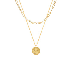 18K Gold-Plated Angel Coin Layered Necklace