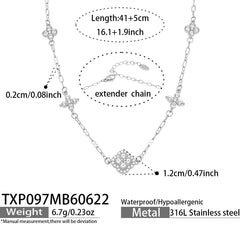 Cubic Zirconia Clover Necklace & Bracelet