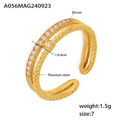 18K Gold-Plated Cubic Zirconia Adjustable Open Ring