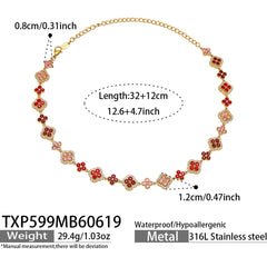 18K Gold-Plated Color Four-Petal Cubic Zirconia Jewelry
