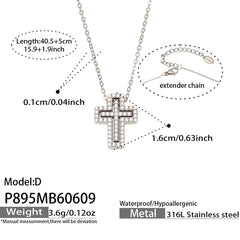 18K Gold-Plated Cubic Zirconia Cross Necklace
