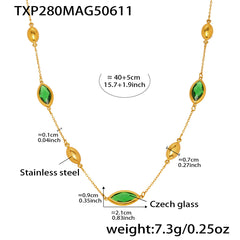 Faceted Glass Accent Link Necklace