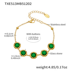 Faceted Round Glass Stone Necklace, Bracelet & Earrings
