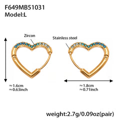 18K Gold-Plated Heart Cubic Zirconia Hoop Earrings