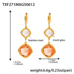 Faceted Czech Glass Two-Part Drop Earrings