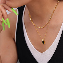 Layered Acrylic Tag Pendant Necklace