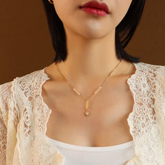 Gold-Tone Starburst Y-Pendant Necklace